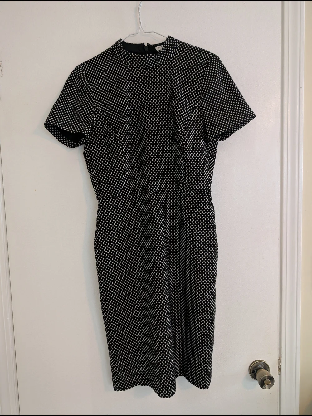 J. Crew Black, White and Gold Medallion Print Midi Dress